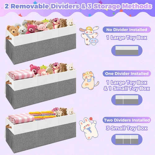 Miniatura 7 de Caja de almacenamiento de juguetes extra grande con tapa, cesta organizadora de juguetes plegable y resistente con divisor para niños, niñas, Extra