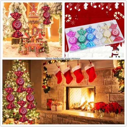 Miniatura 6 de Happyyami 12 adornos de piruleta de Navidad de plástico para decoración de árbol de Navidad, decoración colgante para el hogar y fiesta