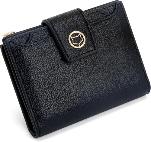 Miniatura 12 de FOXLOVER Cartera pequeña de piel suave para mujer, con bloqueo RFID, bolsillo con cremallera, tarjetero, con ventana de identificación