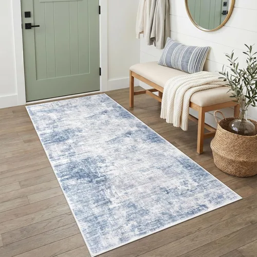 Miniatura 158 de IOHOUZE Alfombra pequeña abstracta de 2 x 3 pies, alfombra de entrada lavable para entrada interior, alfombras con respaldo de goma, alfombra gris