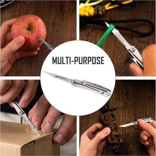 Miniatura 5 de KeyUnity KK07 - Cuchilla de Utilidad de Precisión para Manualidades, mango de titanio, mini herramienta de corte para manualidades, proyectos