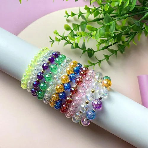 Miniatura 5 de 1000 piezas de cuentas redondas de acrílico de 6 mm, colores AB, cuentas espaciadoras redondas para aretes, pulseras, collares, llaveros, joyería