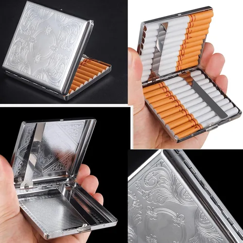 Miniatura 6 de 2 fundas de cigarrillos estilo victoriano de metal para tarjetas de crédito regular, retro, bolsillo de seguridad, capacidad para 20 palitos