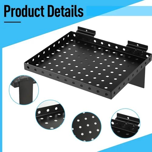 Miniatura 5 de Thyle 2 estantes de pared de listones, estante de metal resistente para venta al por menor, garaje, almacenamiento en el hogar, zapaterías