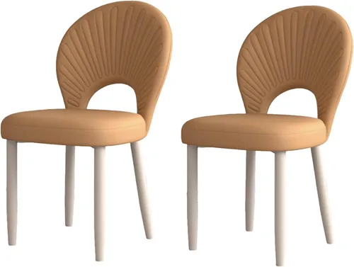 Miniatura 15 de Upholstered Kitchen Chairs Set, Dining Room Chair with Leather Cushion Seat, Lobby Chair with Metal Leg for Kitchen Living Room White