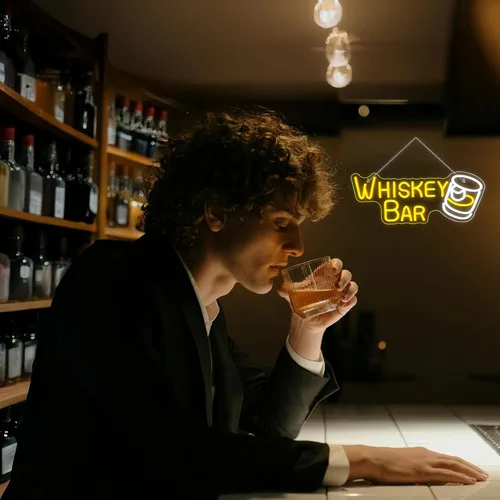 Miniatura 6 de Letrero de neón para barra de whisky, luces LED de neón para decoración de pared, letreros de bar iluminados para carrito de bar casero, Whisky