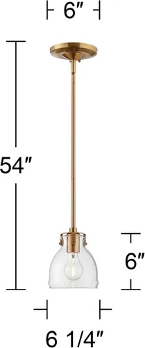 Miniatura 4 de Possini Euro Design Bellis - Mini iluminación colgante dorada suave de 6 pulgadas de ancho para casa de campo, industrial, rústico, transparente