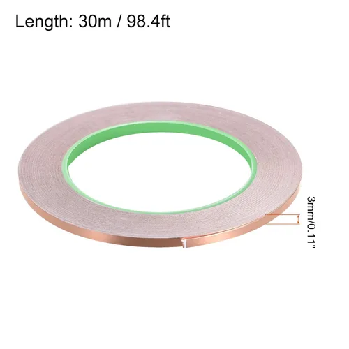 Miniatura 2 de Cinta adhesiva conductora de lámina de cobre de doble cara, [para blindaje EMI, vitrales, circuitos de papel, conexión a tierra] - 1/8 pulgadas/98