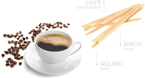 Miniatura 3 de Agitadores de café de madera, 1000 mezcladores de madera biodegradables desechables con extremos redondos, hechos con madera de abedul natural