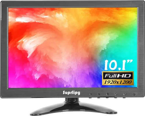 10 pulgadas FHD pequeño IPS Monitor pantalla LCD 1920x1200 60Hz 16:10 con entrada BNC VGA AV altavoces integrados para cámara de seguridad CCTV DVR