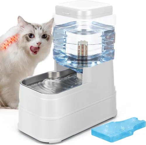 Miniatura 12 de Dispensador automático de agua para perros de 1.1 galones, comedero por gravedad para gatos con cuenco de acero inoxidable, cuencos elevados