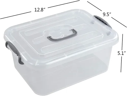 Miniatura 2 de Caja de cierre de almacenamiento transparente de 8 L, paquete de 2 contenedores de almacenamiento con tapa de plástico