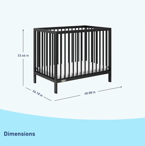 Miniatura 6 de Graco Teddi, Mini cuna convertible 4 en 1 con colchón adicional resistente al agua (negro) – Certificado GREENGUARD Gold, colchón de 7 cm incluido