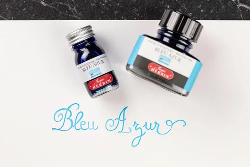 Miniatura 11 de Tinta para pluma estilográfica Herbin - Botella de 30 ml - Bleu Azur