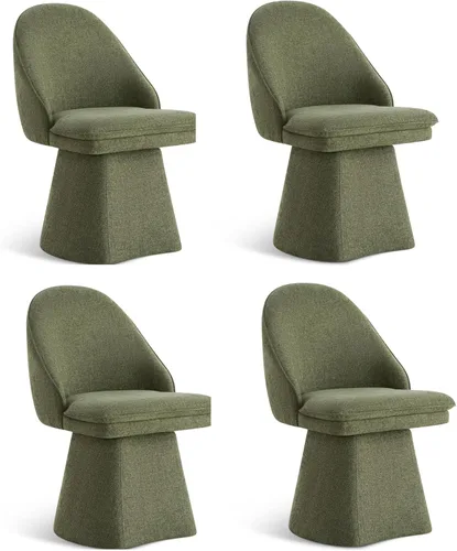 Miniatura 50 de KISLOT Juego de 4 sillas de comedor giratorias, tapizadas de mediados de siglo con respaldo alto, sillas de cocina de tela de lino para comedor, Una
