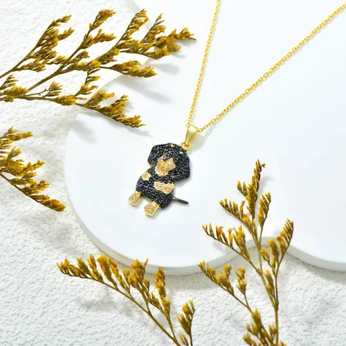 Miniatura 94 de Collares con colgante de perro de plata de ley S925 – 24 razas corgi/husky/labrador/pastor para mujer