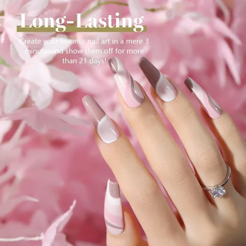 Miniatura 5 de Beetles - Juego de esmaltes de uñas de gel para boda, 6 colores, color nude, rosa, malva, blanco, con brillantina, para remojar con luz UV LED, arte
