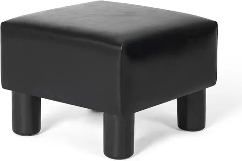 Joveco Taburete pequeño otomano, reposapiés cuadrado de piel sintética con patas antideslizantes, reposapiés para sofá, asiento adicional para sala