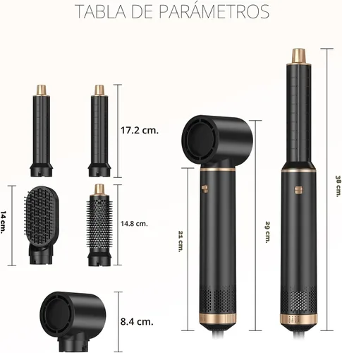 Miniatura 7 de Estilizador de cabello 5 en 1 para mujer, envoltura de rizador de aire, secado, rizado, alisado y voluminizador, juego de herramientas de cepillo