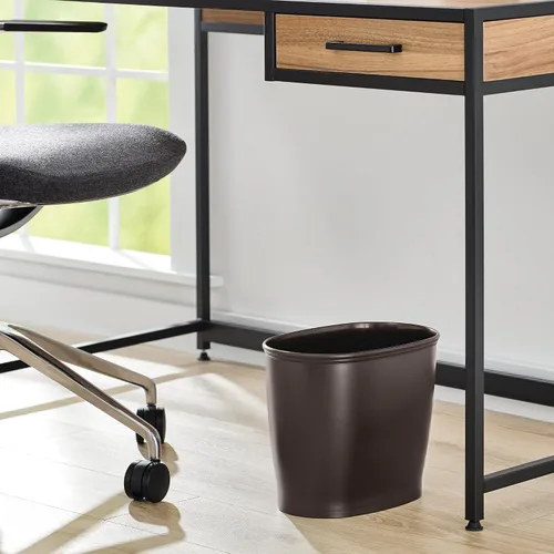 Miniatura 5 de iDesign - Cubo de basura delgado de plástico para baño, pequeño para dormitorio, oficina, escritorio, dormitorio, bronce Cubo de basura pequeño