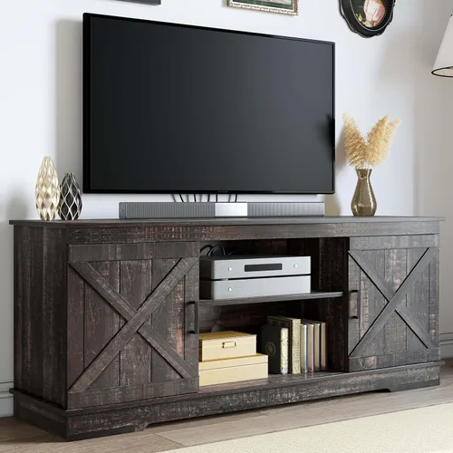 Miniatura 7 de YITAHOME Soporte de TV para televisores de 65 pulgadas, centro de entretenimiento con armarios de almacenamiento, toma de corriente y luz LED, Negro