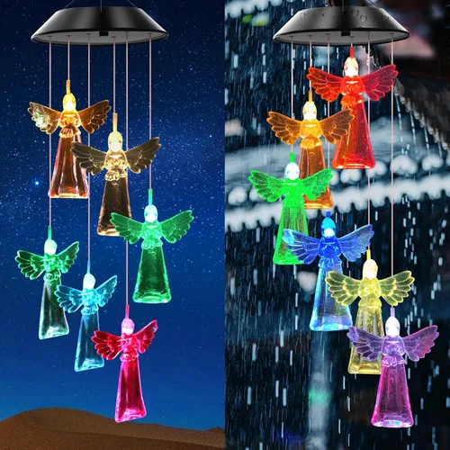 Miniatura 6 de Campanillas de viento solares para exteriores, luces que cambian de color, regalo para mujeres, mamá, abuela, hermana, mejores regalos, campanillas