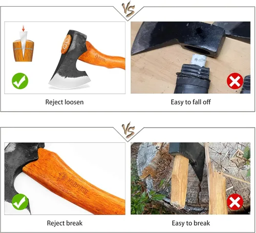 Miniatura 3 de NEDFOSS Hacha de Acampar Mammoth, Hacha de Camping de 15.5" con Acero de Alto Carbono 1065 y Mango de Madera, Hacha Multiusos para Camping