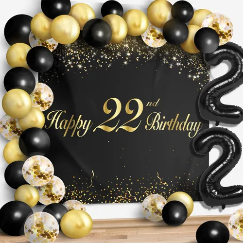 Miniatura 8 de Juego de globos negros de feliz cumpleaños 70 – Decoración de guirnalda temática de fiesta con texto en inglés "Cheers to 70 Years Old Party Theme