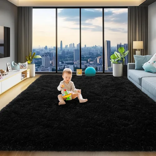 Miniatura 96 de qulint Alfombras de área de 5 x 7 pies para sala de estar, alfombra suave y esponjosa para dormitorio, alfombra de habitación de niños grandes, Gris