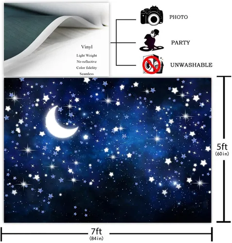 Miniatura 2 de Avezano Telón de fondo de noche estrellada, galaxia y cielo nocturno, fondo de fotografía para cumpleaños, baby shower, decoración Twinkle Twinkle