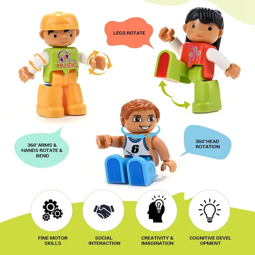 Miniatura 2 de ZNZ Figuras magnéticas de personas para niños, 4 piezas, juguetes compatibles con azulejos magnéticos, bloques magnéticos para niños y niñas, regalos