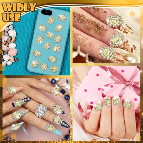 Miniatura 6 de Lounsweer 50 piezas de mini dijes de uñas de la Virgen María para mujer, gemas 3D de San Judas María de aleación de circón brillante, dijes de arte