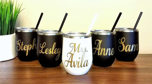 Miniatura 7 de Vaso de vino personalizado sin tallo de acero inoxidable, regalo de viaje para niñas, regalos de fiesta de boda, regalo de dama de honor, taza