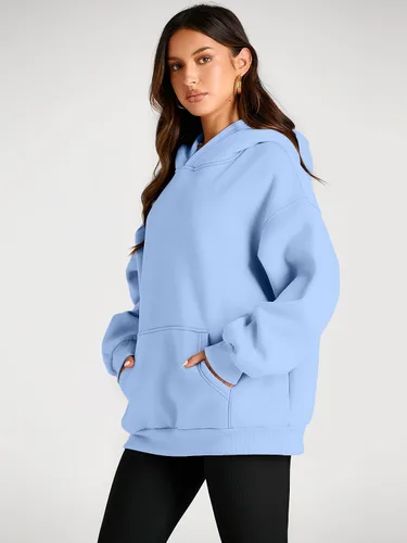 Miniatura 158 de Trendy Queen - Sudaderas extragrandes con capucha para mujer, suéteres de manga larga, sin botones, de vellón, de otoño, ropa de invierno