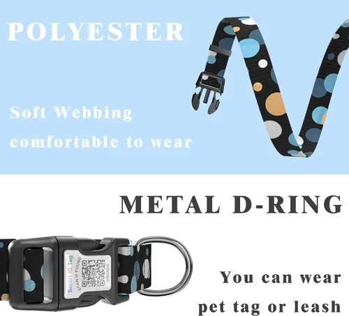 Miniatura 4 de Collares de perro para perros pequeños, collar de perro con etiqueta de nombre de código QR, material de poliéster suave, collar ajustable