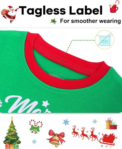 Miniatura 2 de DAUGHTER QUEEN Pijamas de Navidad para niños y niñas de 18 meses-12 años, ropa de dormir 100% algodón