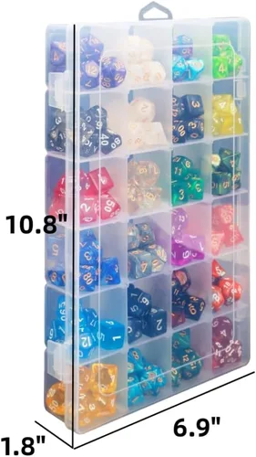 Miniatura 5 de Paquete de 2 cajas de almacenamiento de dados DND cada 24 rejillas organizador de dados poliédricos con divisores extraíbles con capacidad