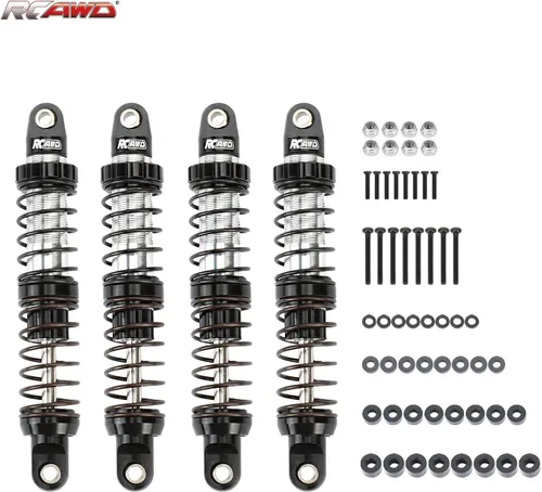 Miniatura 8 de RCAWD 7075 Amortiguadores de 80mm Universales para 1/10 RC Crawler, Mejoras para SCX10 I II III Pro 90046 AXI231017 TRX4 TRX6 Redcat D90 MST RC Negro