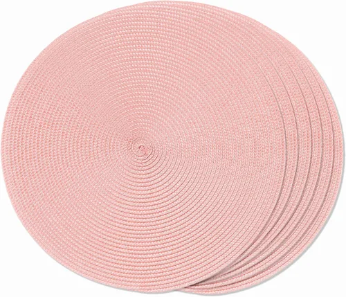 Miniatura 41 de FunWheat Juego de 6 manteles individuales redondos trenzados para mesas de comedor, tejidos, lavables, antideslizantes, de 15 pulgadas