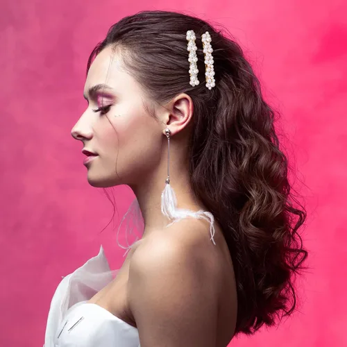 Miniatura 5 de OIIKI Pinzas para el cabello con diamantes de imitación de perlas, elegantes pasadores con alfileres para mujeres, niñas, novias, fiestas, bodas