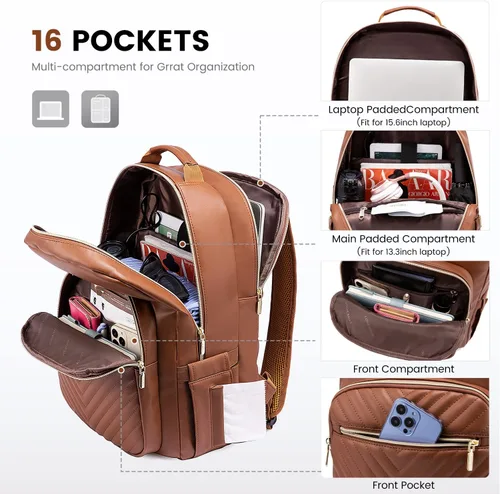 Miniatura 2 de LOVEVOOK Mochila de Viaje para Laptop Bolso para Mujeres Trabajo Negocios Bolsas de Computadora, 15,6 pulg.
