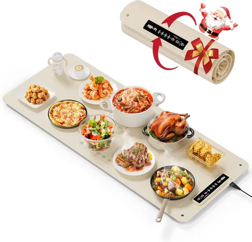 Miniatura 16 de Tapete de calentamiento de alimentos extra grande para encimera (XXL 36 x 16 pulgadas), almohadilla térmica de superficie completa con 4 ajustes