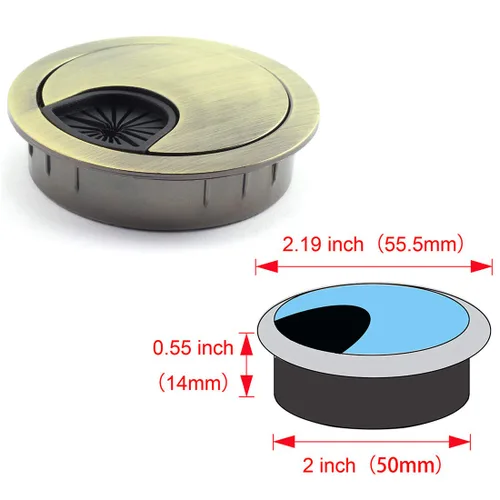 Miniatura 2 de HJ Garden Ojales de escritorio de metal de 2 pulgadas (1.969 in) para administrar y ocultar el cable de alambre, cubierta de agujero para cables