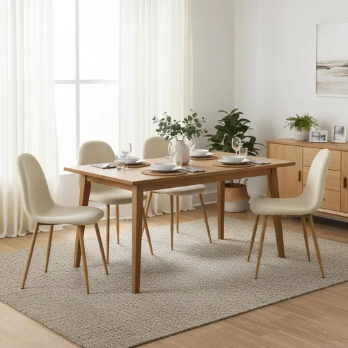 Miniatura 5 de FurnitureR Silla de comedor moderna tapizada de cuero de mediados de siglo, silla de comedor sin brazos con patas de metal negro, ahorro de espacio