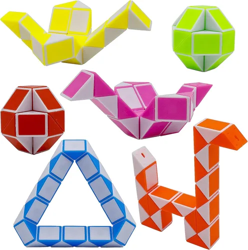 Miniatura 2 de Paquete de 12 cubos de 24 bloques de mini cubo de serpiente, cubos de rompecabezas mágicos de velocidad para niños, rellenos de bolsas de fiesta