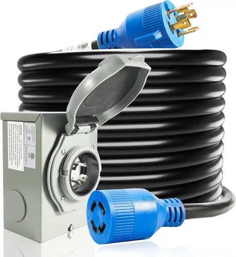 Miniatura 12 de Cable generador de 30 amperios y caja de entrada de alimentación, cables de generador de 15 pies de 30 amperios,Cable de alimentación de generador