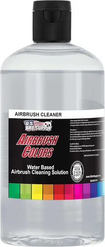 U.S. Art Supply Limpiador de aerógrafo de 16 onzas, solución de limpieza de acción rápida para medios a base de agua, pintura acrílica, maquillaje,