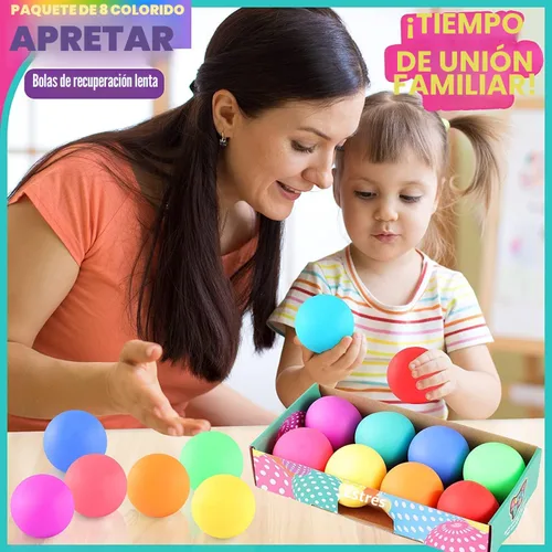 Miniatura 7 de Paquete de 8 bolas para el estrés de aumento lento, juguetes antiestrés para aliviar el estrés, juguetes elásticos para niños y adultos, caja