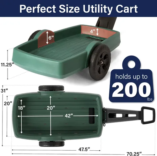 Miniatura 3 de Simplay3 Carrito para exteriores para patio y jardín, mango largo, fácil de girar, 2 ruedas, carrito de plástico resistente para el patio trasero