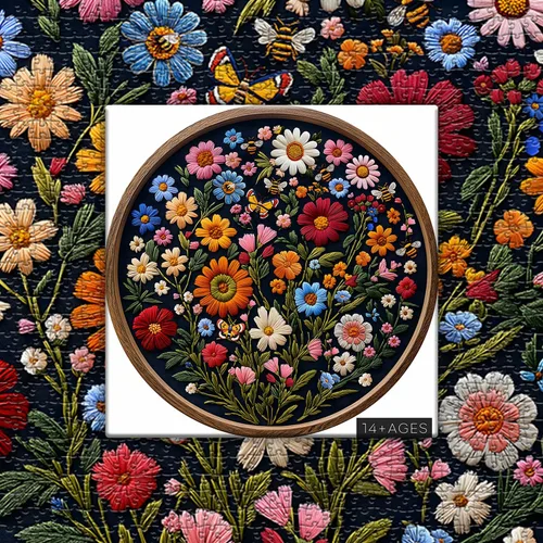 Miniatura 6 de Rompecabezas vintage de flores silvestres para adultos de 1000 piezas, rompecabezas redondo de mariposa abeja planta arte de la naturaleza